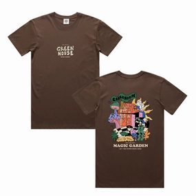 Other Side Store 'Magic Garden' Tee - Brown Linen blend Leather combination