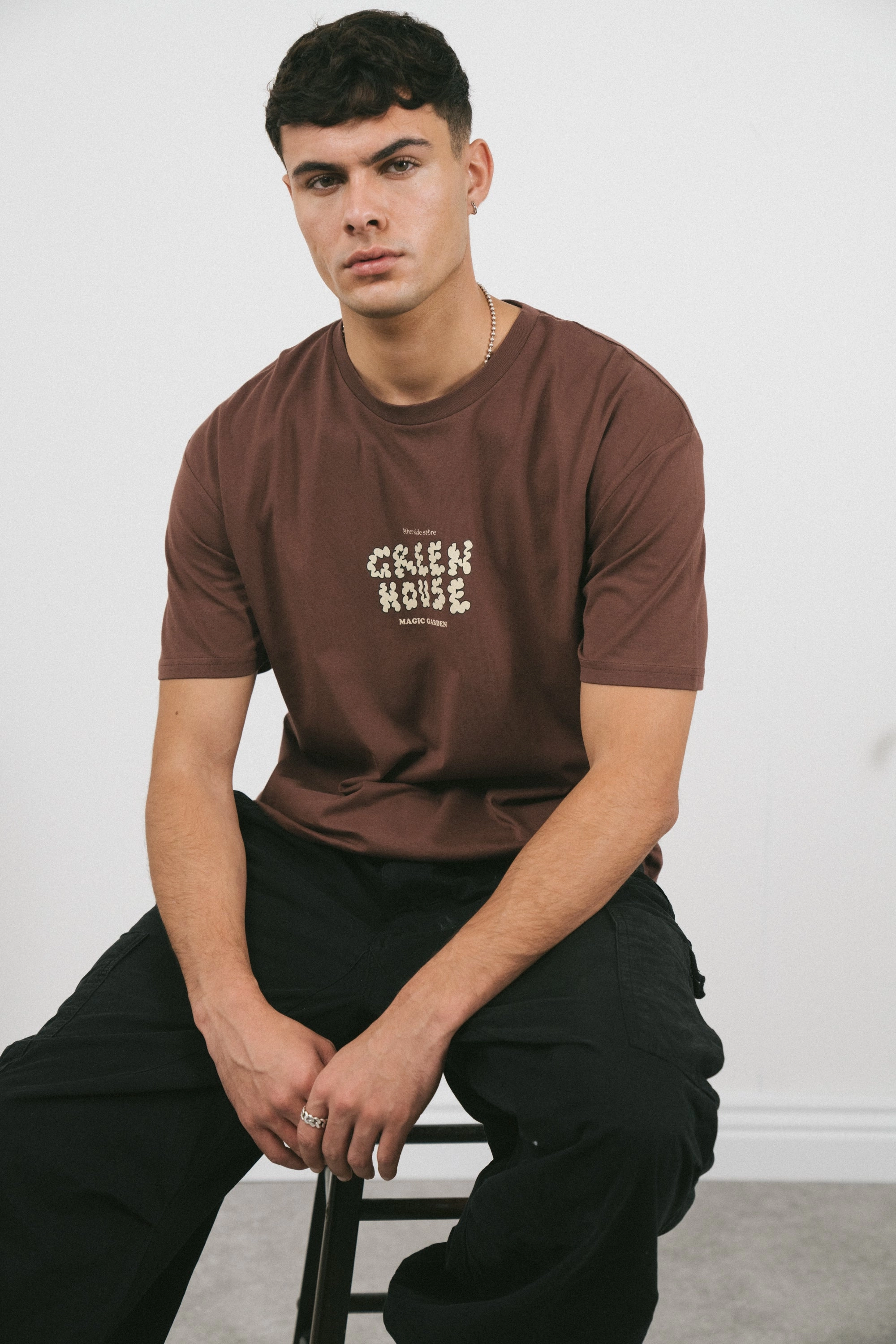 Quick Wear Other Side Store 'Magic Garden' Tee - Brown