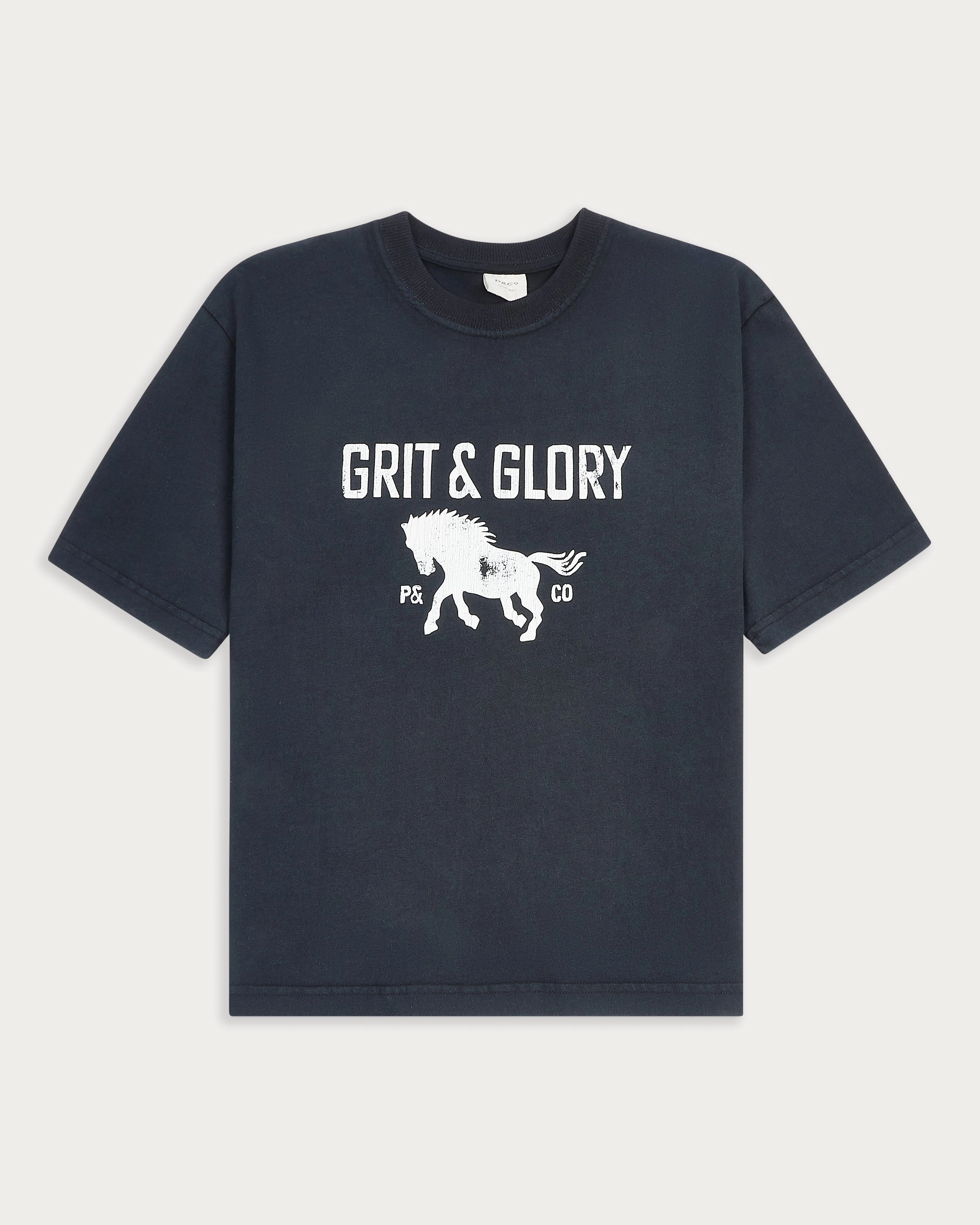 Grit & Glory Boxy T-Shirt - Washed Black Ultra Soft Blend Hydrophobic coating