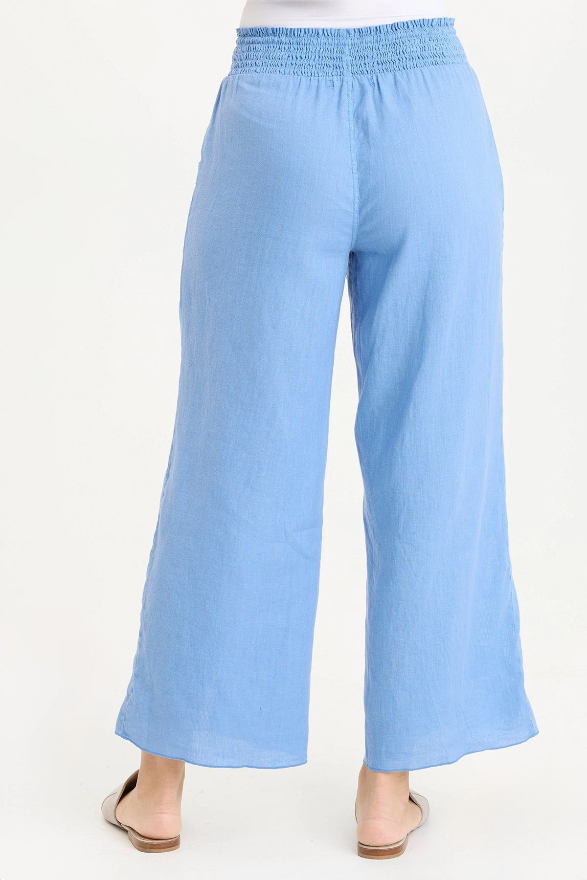 MoistureWickingLining Soft Feel Rokel Linen/Crochet Ruched Wide Leg Pant