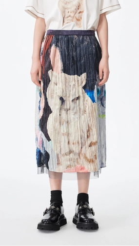 Crushed Mythical Animal Graphic Pencil Skirt Street Look