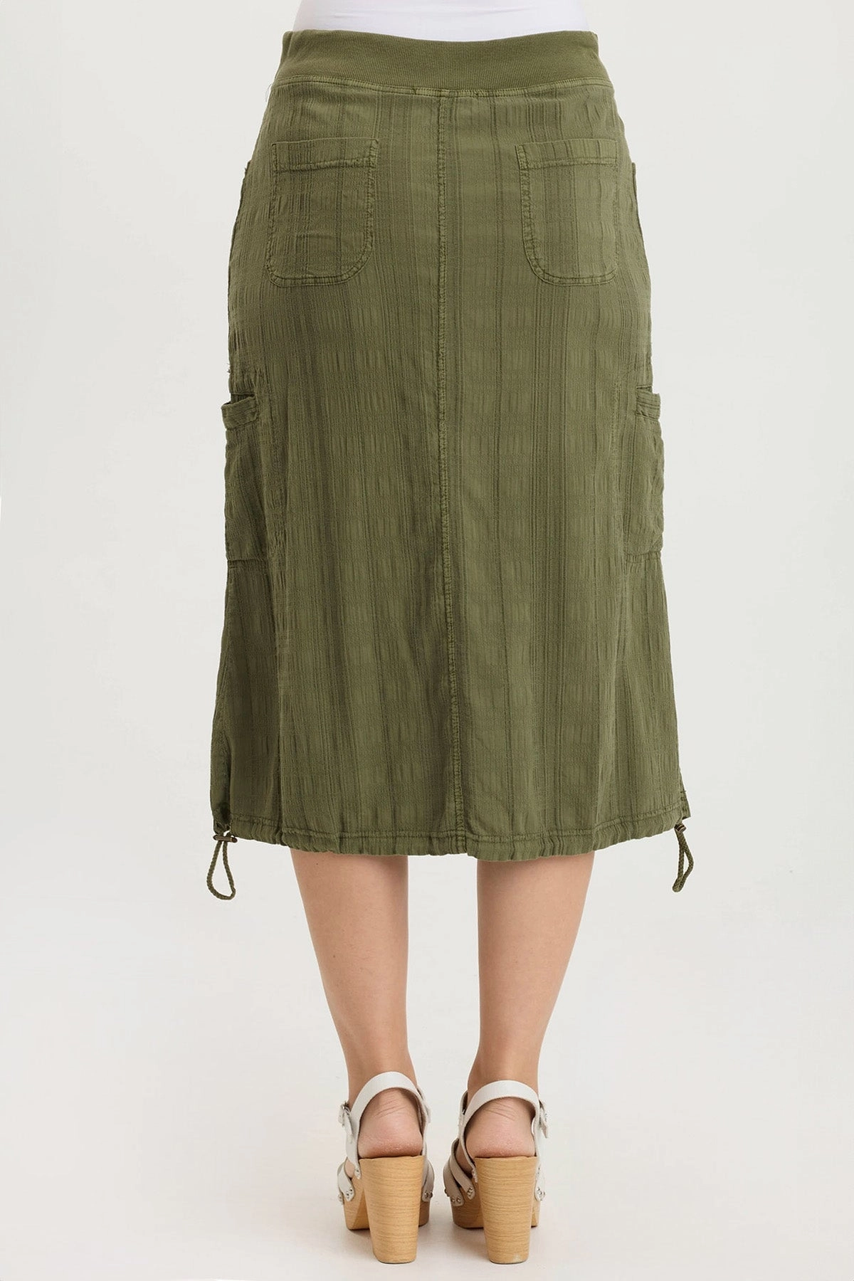 Flat Lay Collar Aracelle Textured Gauze Cargo Bubble Hem Skirt