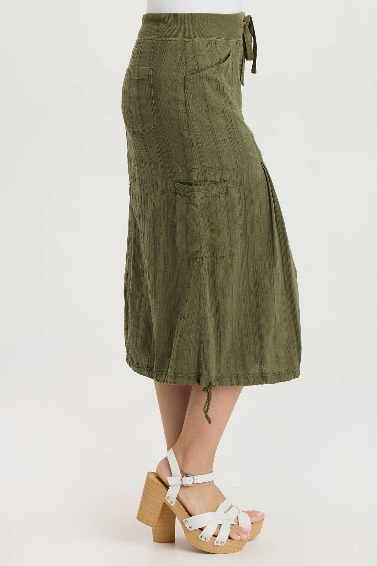 Reinforced Hems Aracelle Textured Gauze Cargo Bubble Hem Skirt