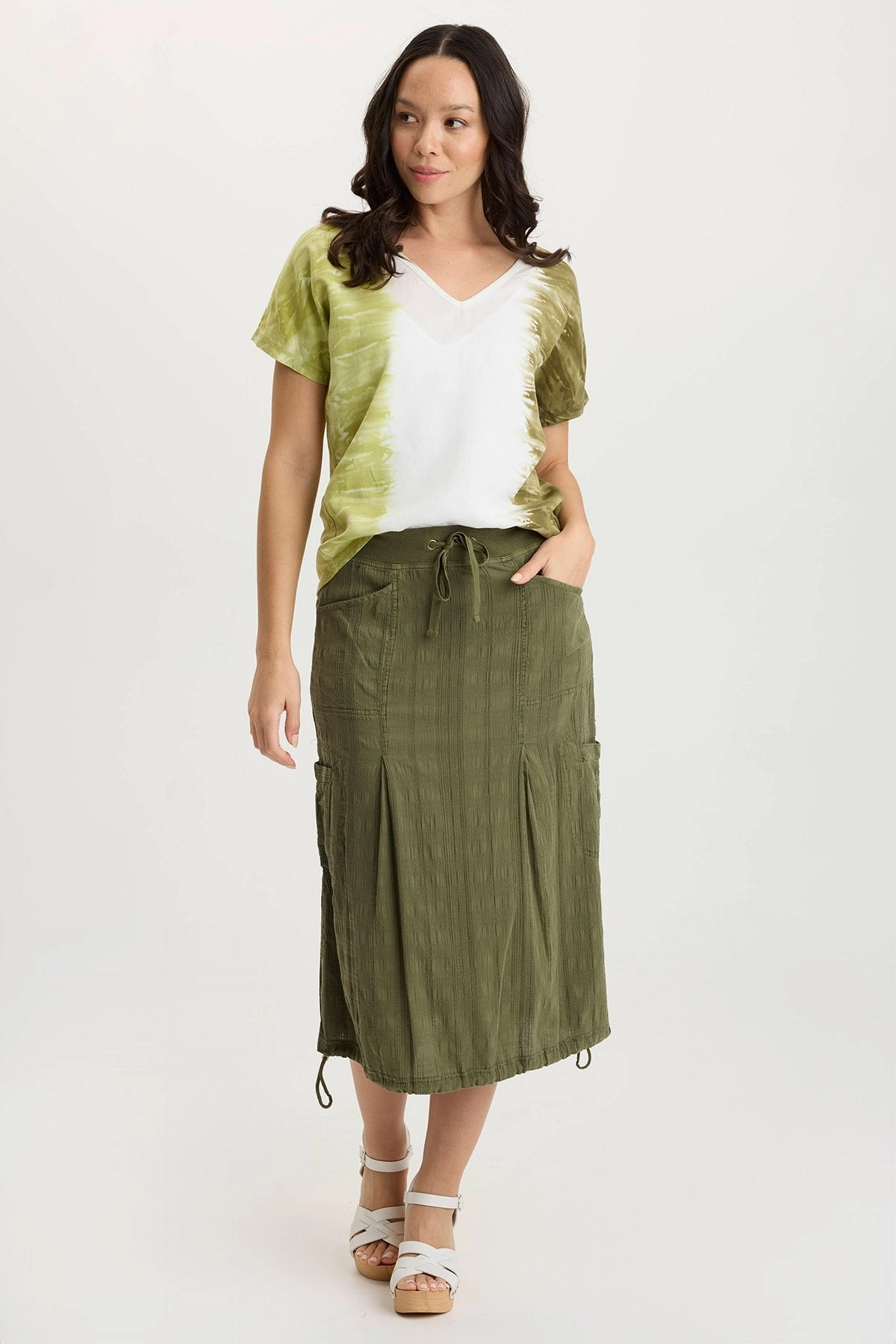 Trendy Outfit Aracelle Textured Gauze Cargo Bubble Hem Skirt