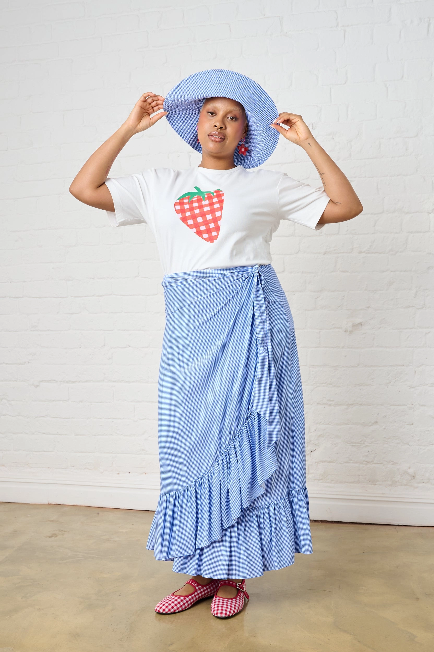 Ruffle Wrap Skirt in Mini Gingham Fashion Week Ready Exclusive Drop