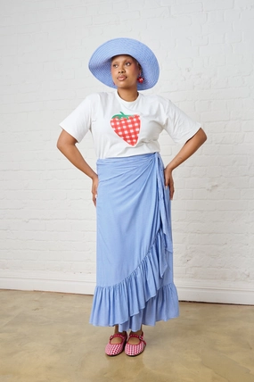 Wrinkle Resistant Finish Moisture wicking Ruffle Wrap Skirt in Mini Gingham