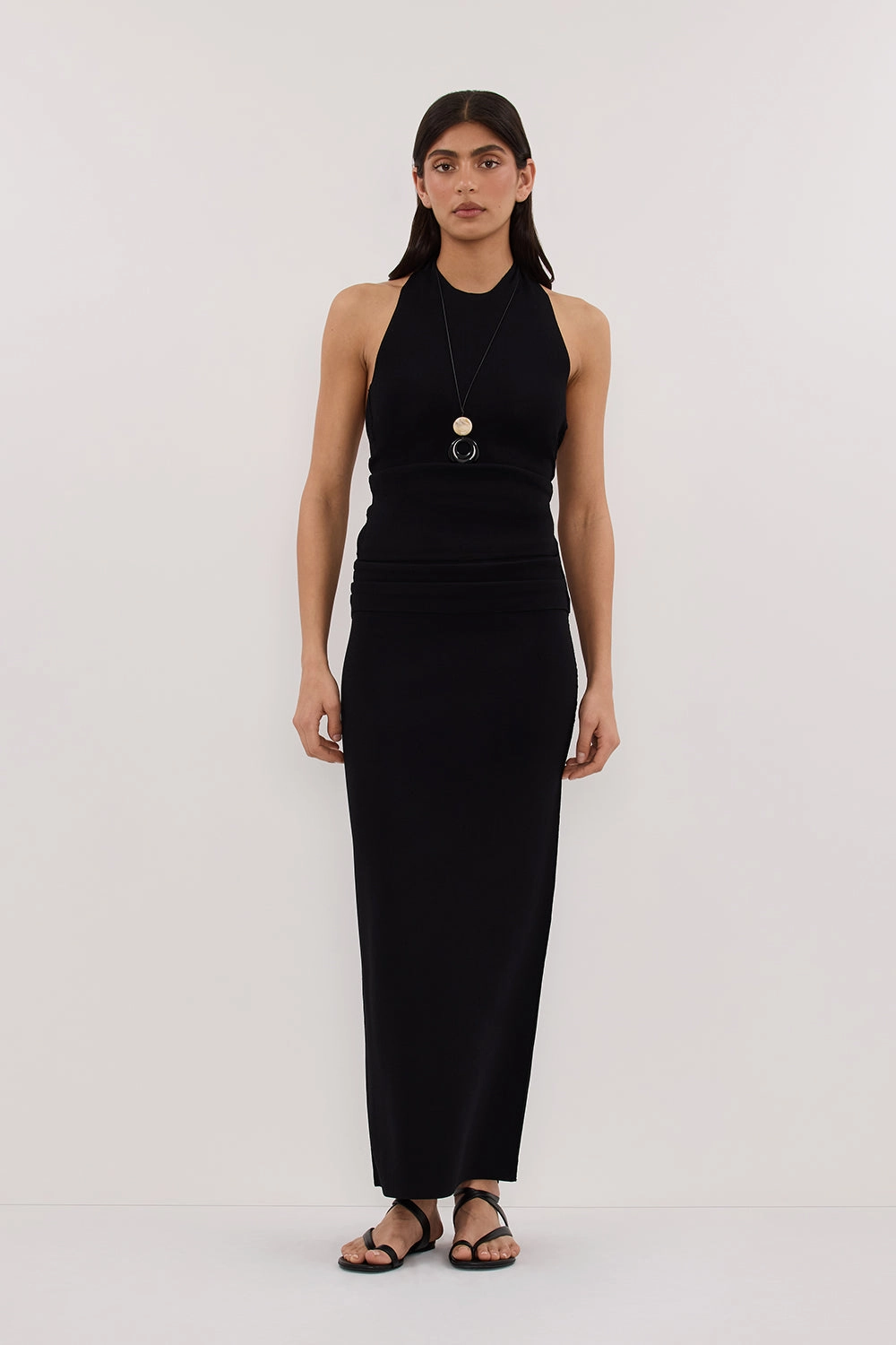 Minimalist Style SOL BLACK KNIT MIDI SKIRT