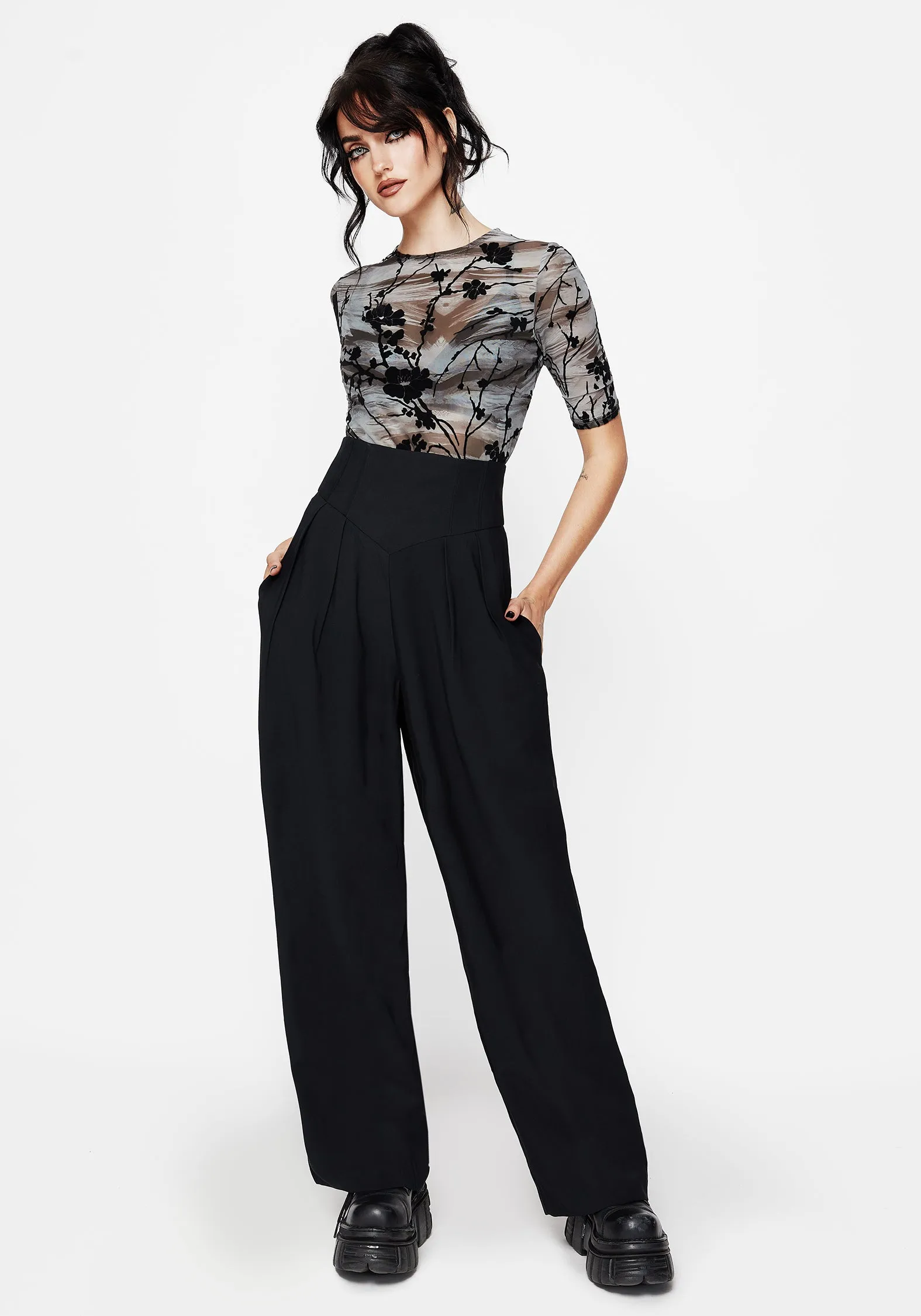 Casual Chic Brenna Corset High Waist Wide Leg Trouser