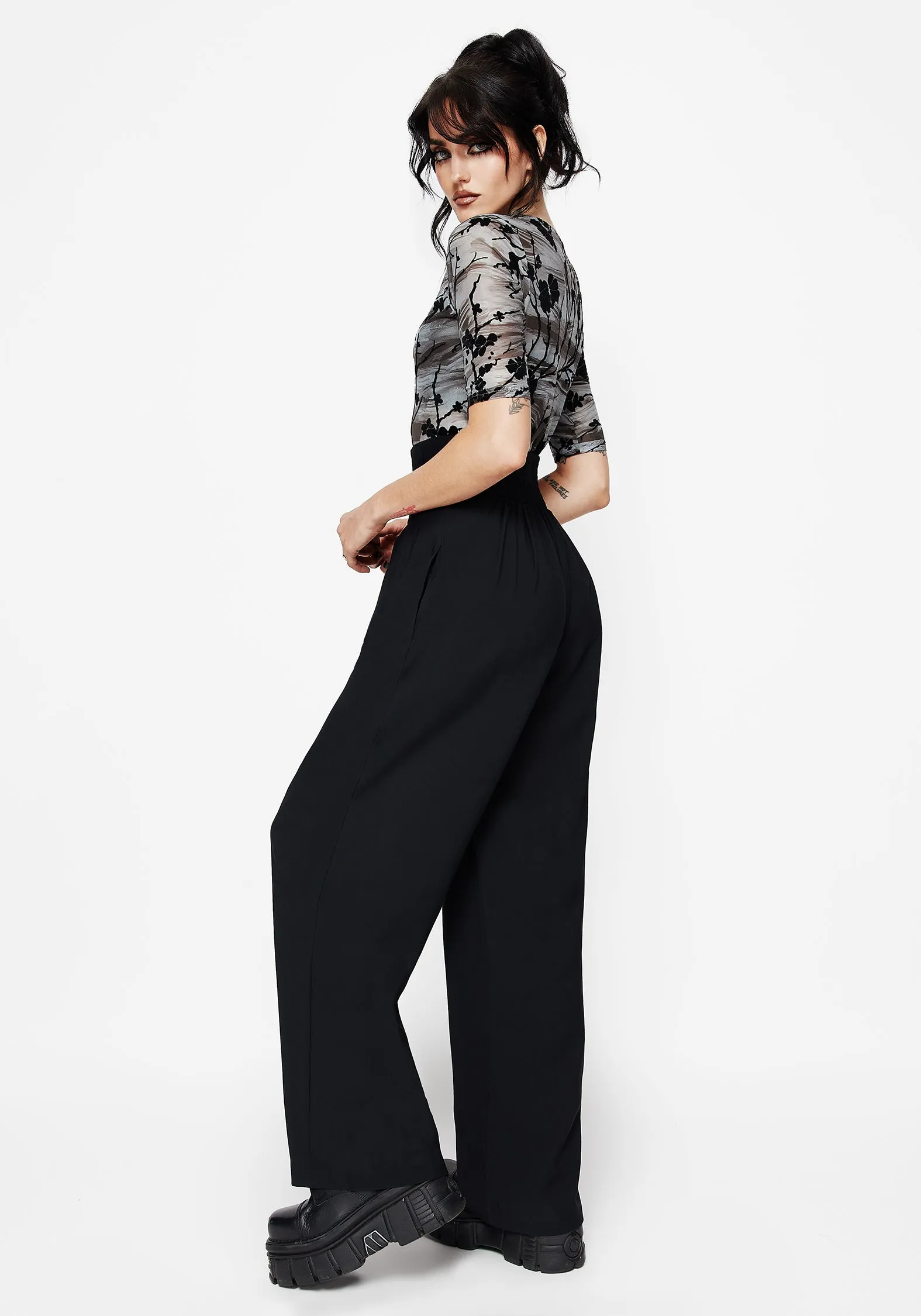 Brenna Corset High Waist Wide Leg Trouser Cotton comfort