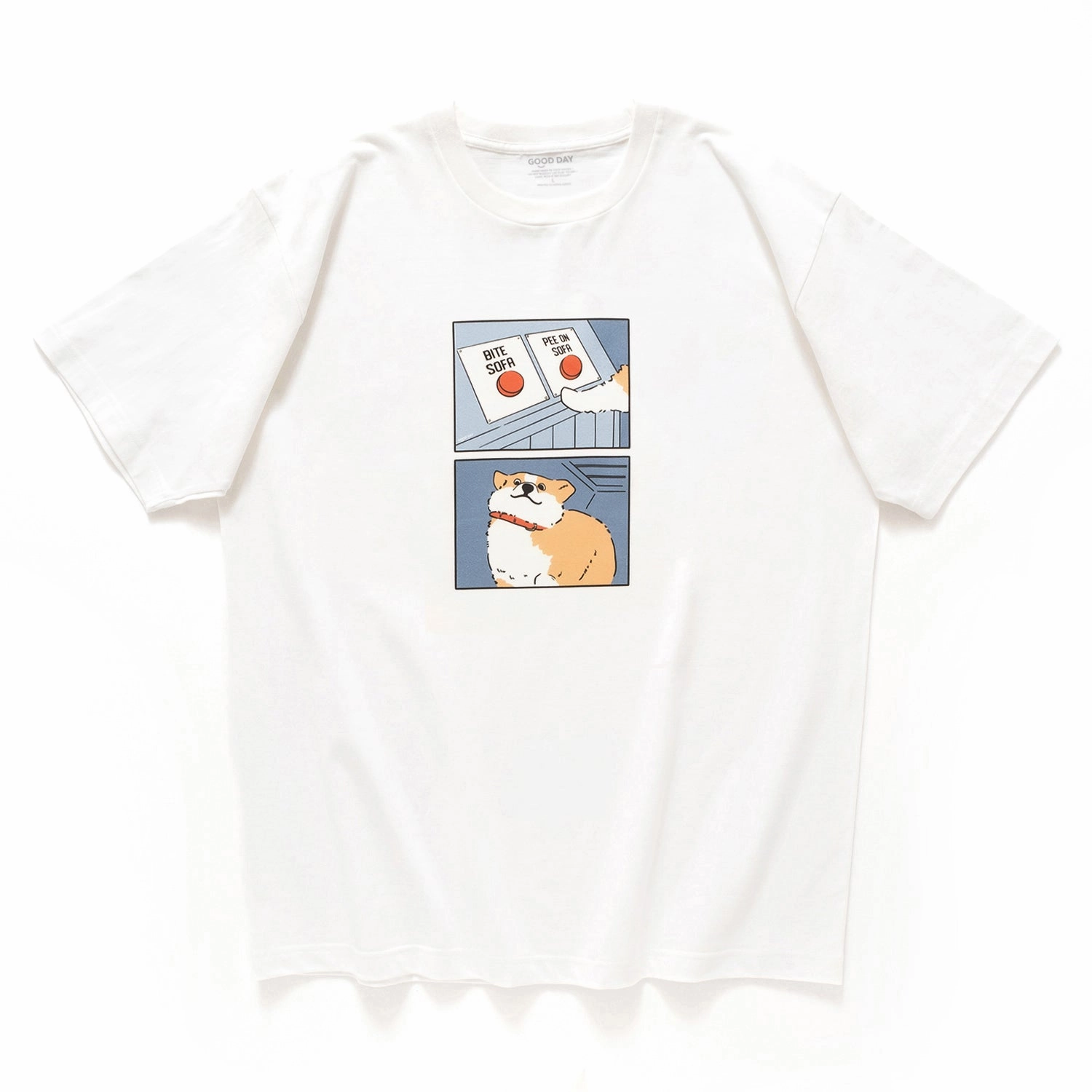 Durable Material (ZT1396) Corgi Meme Graphic Tee