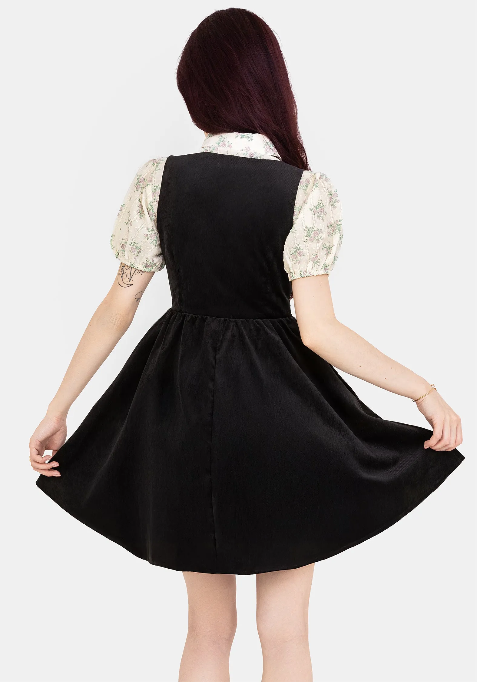 Iris Button Up Pinafore Mini Dress Happy Glow