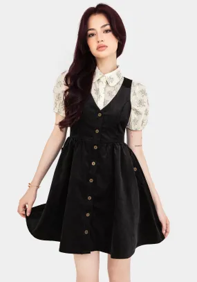 Iris Button Up Pinafore Mini Dress Minimalist-Style