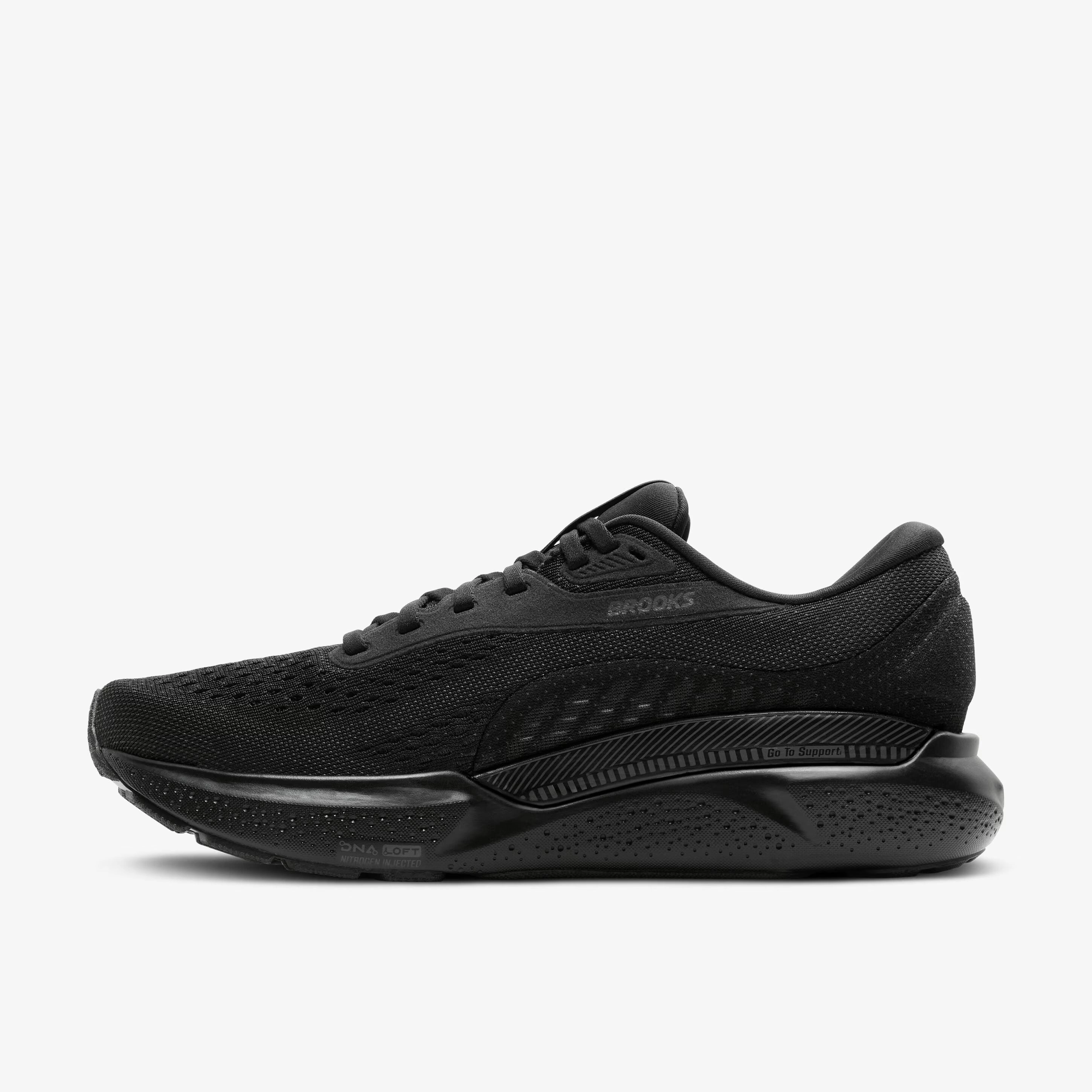 Ventilated Heel Counter Brooks Men's Adrenaline GTS 24 Wide Fit Running Shoes Black / Black / Ebony