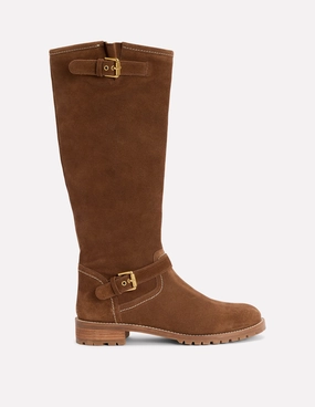 Buckle Knee High Boots-Coconut Rubberized Tread Comfortable backstay