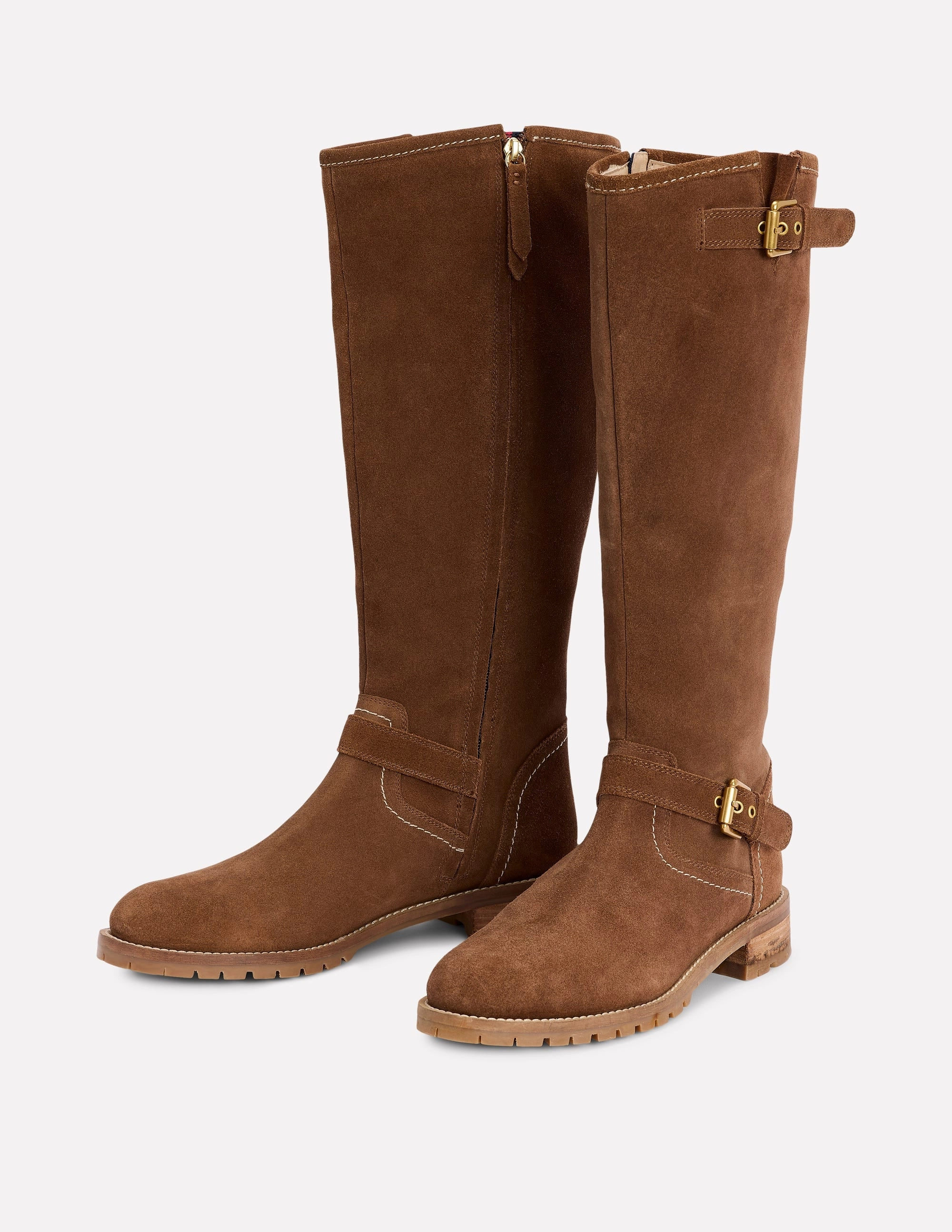 Buckle Knee High Boots-Coconut Shockproof Heavy Weather