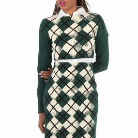 Eco Friendly Yarn Blend Burberry Argyle Fine-Knit Cropped Sweater