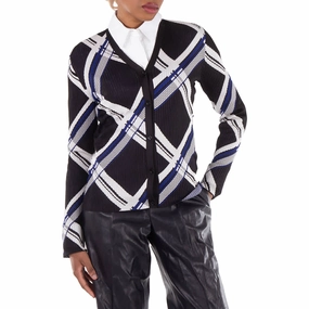 Burberry Check-Jacquard V-Neck Silk Cardigan Lightweight Knit Breathable Knit Wear