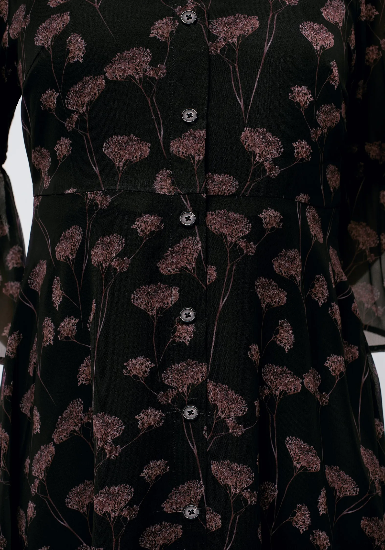 Neutral Flow Flap-Detail Judas V-Neck Flute Sleeve Mini Shirt Dress