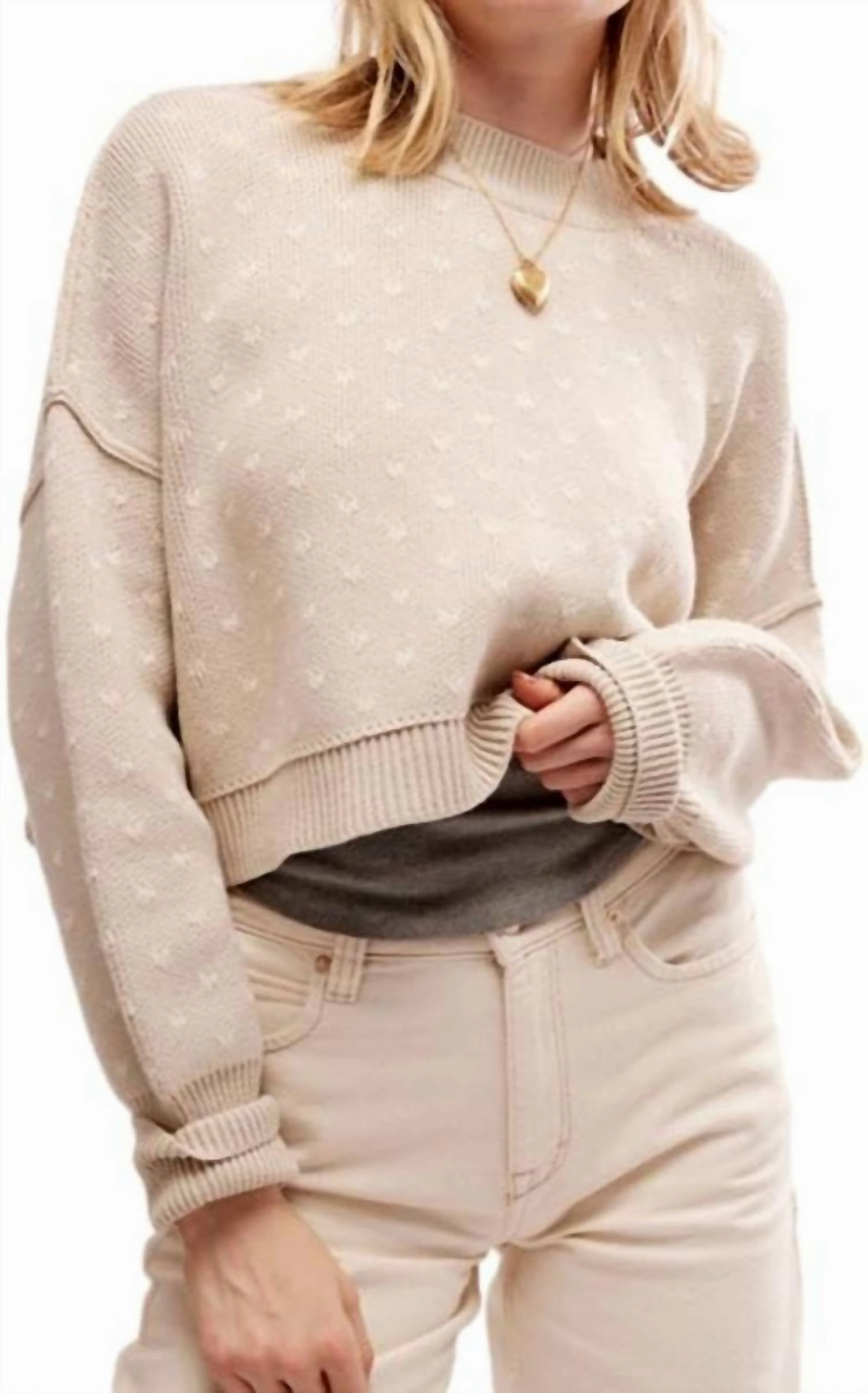 Stylish Comfort Easy Street Crop Sweater In Oatmeal Combo