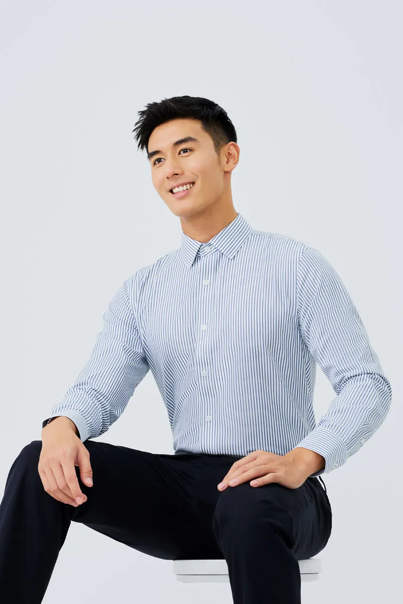 Current Style Waterless Dye Dress Shirt  | Dark Blue Stripes 22565N