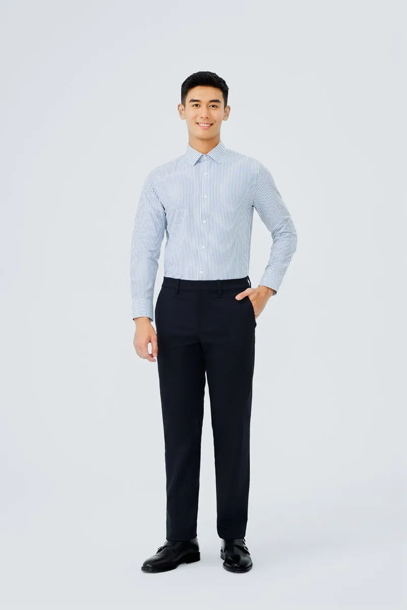 Coffee Run Waterless Dye Dress Shirt  | Dark Blue Stripes 22565N