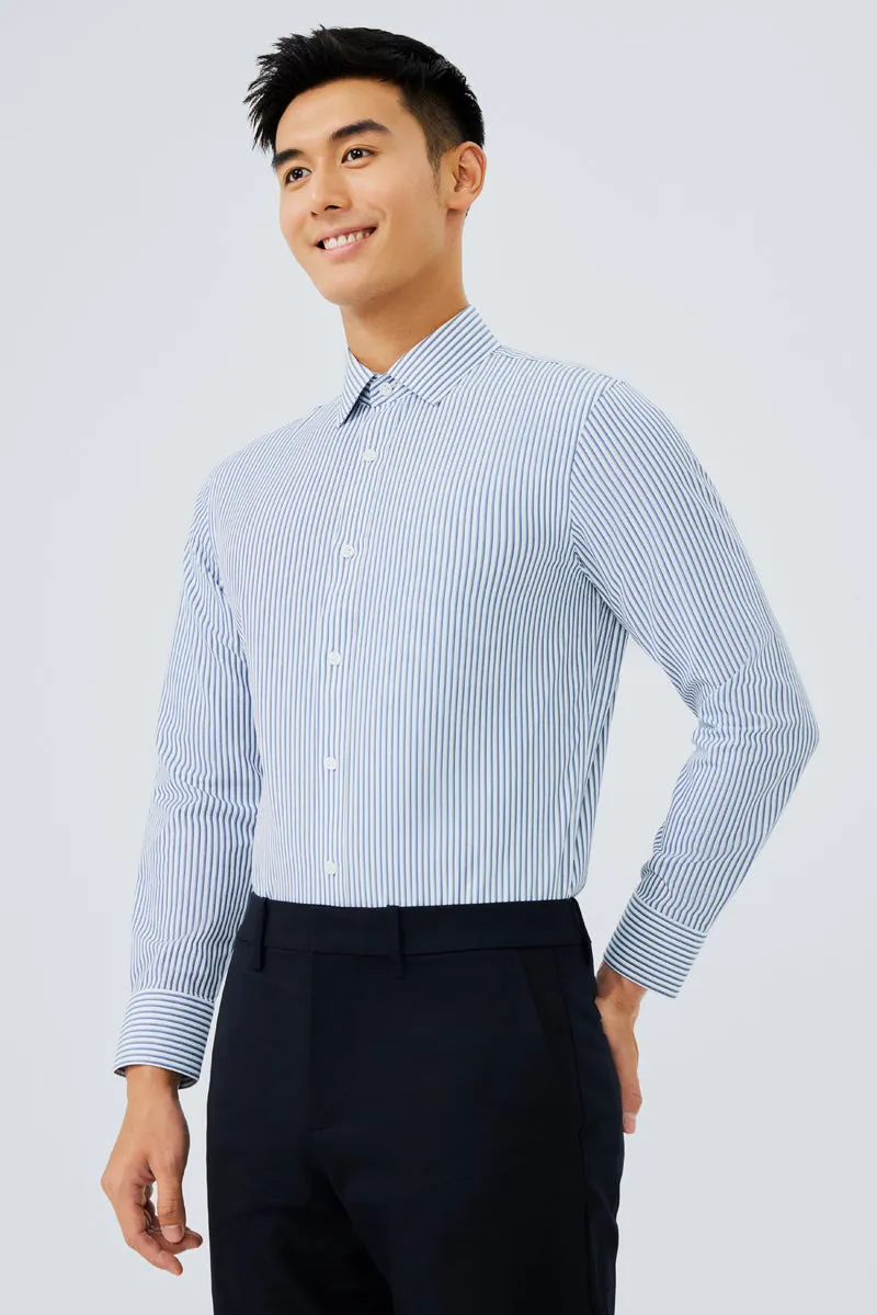 Waterless Dye Dress Shirt  | Dark Blue Stripes 22565N Minimalist Design
