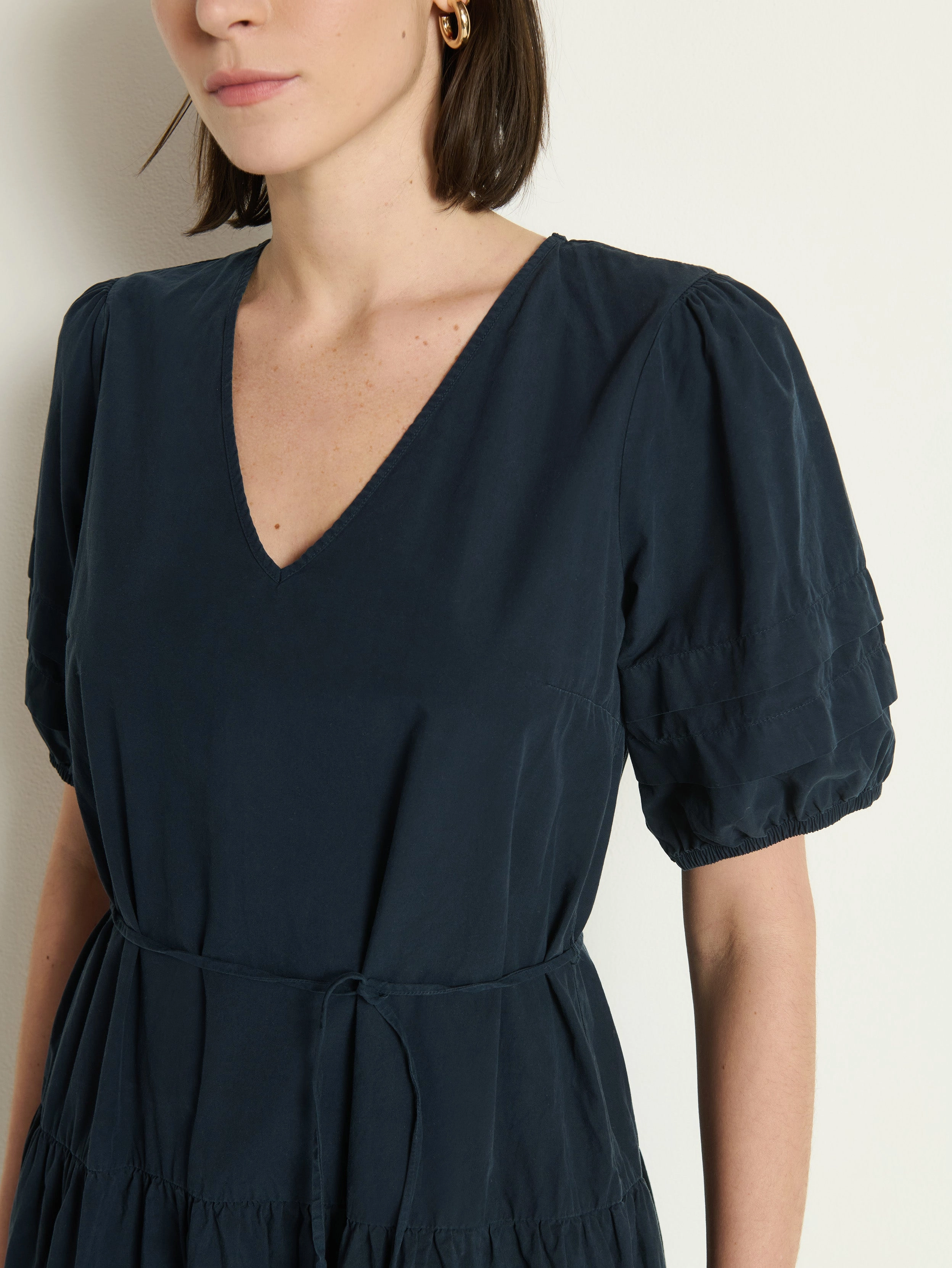 Clean Drape Linen-Blend Adele Midi Dress