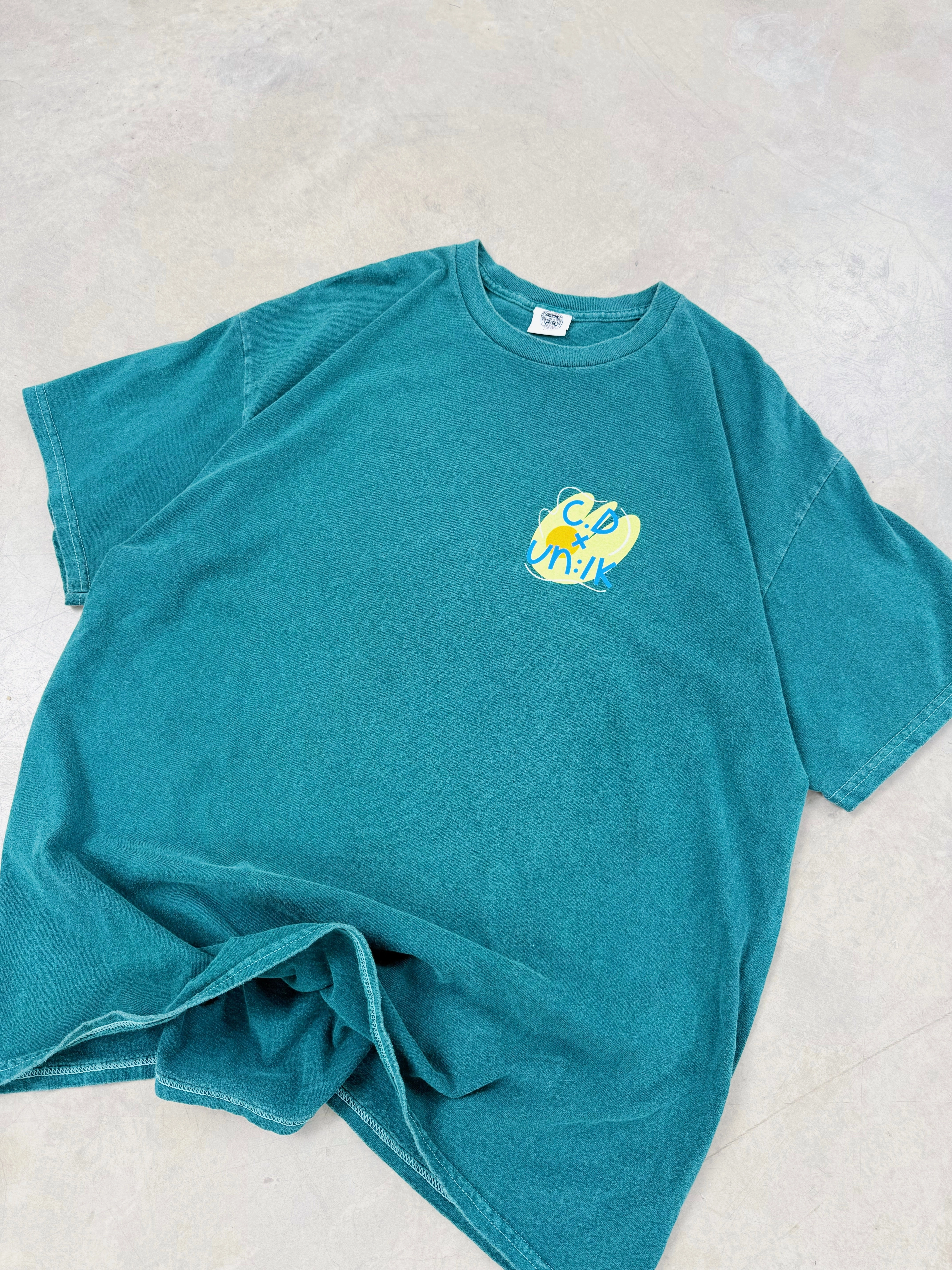 C.D x UN:IK 'Flower Garden' Washed Tee - Forest Urban Casual Look