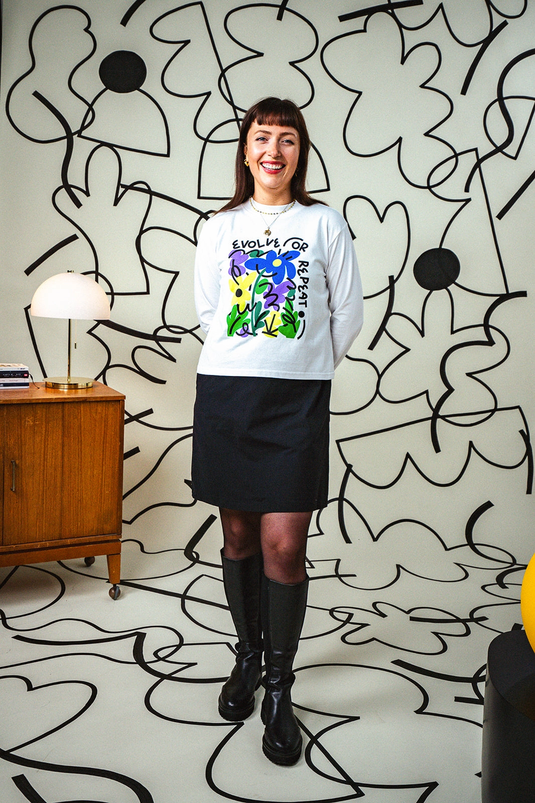 C.D x UN:IK WMNS 'Evolve or Repeat' Longsleeve Tee - White Garment Dyed Finish Cashmere combination