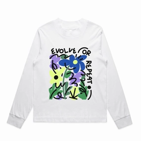 C.D x UN:IK WMNS 'Evolve or Repeat' Longsleeve Tee - White Stylish Everyday Wear Light Comfort Style