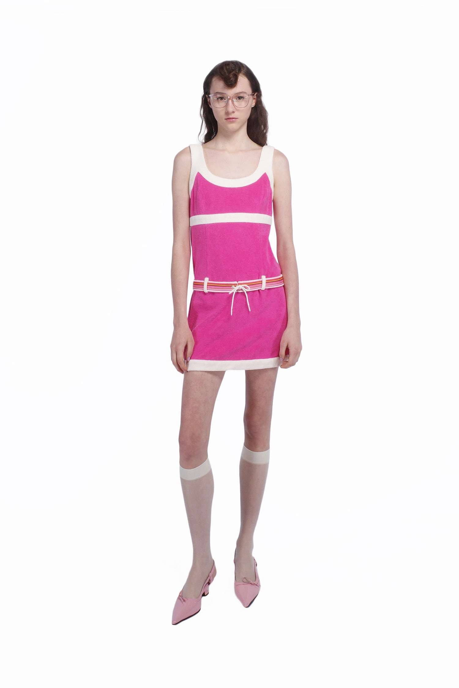 Flap-Detail Perfect Fit Cabana Terry Belted Dress