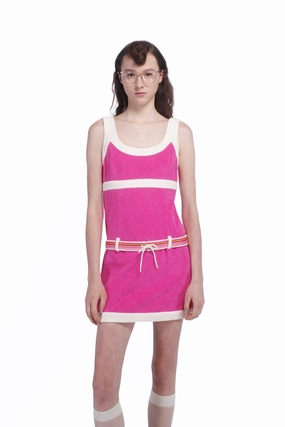 Cool Palette Minimalist-Trend Cabana Terry Belted Dress