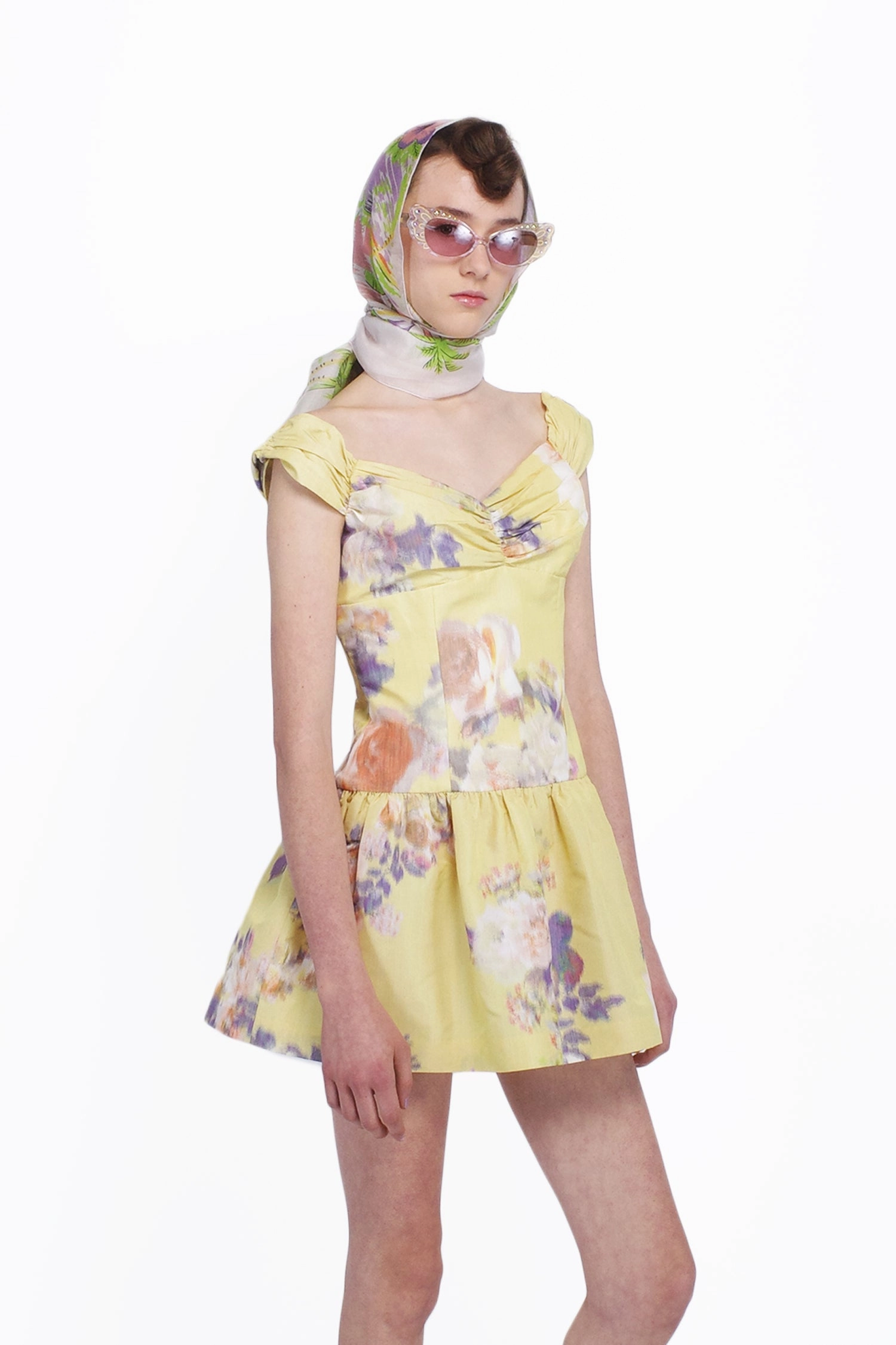 Light Touch Minimal Details Cabbage Rose Taffeta Sweetheart Dress