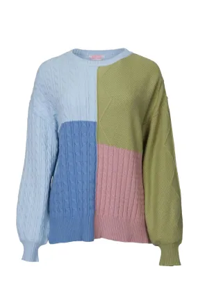 Cable-Knit Colorblock Sweater In Brown/cream Cozy Knit Fit All-Day Knitwear