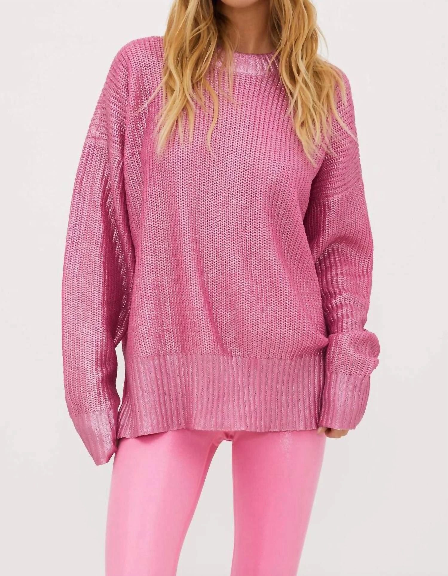 Callie Round Neck Sweater In Pink Perfect Knit elegant design