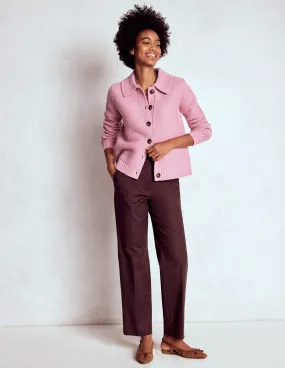 Double Needle Stitching Canonbury 7/8 Trousers-Deep Aubergine