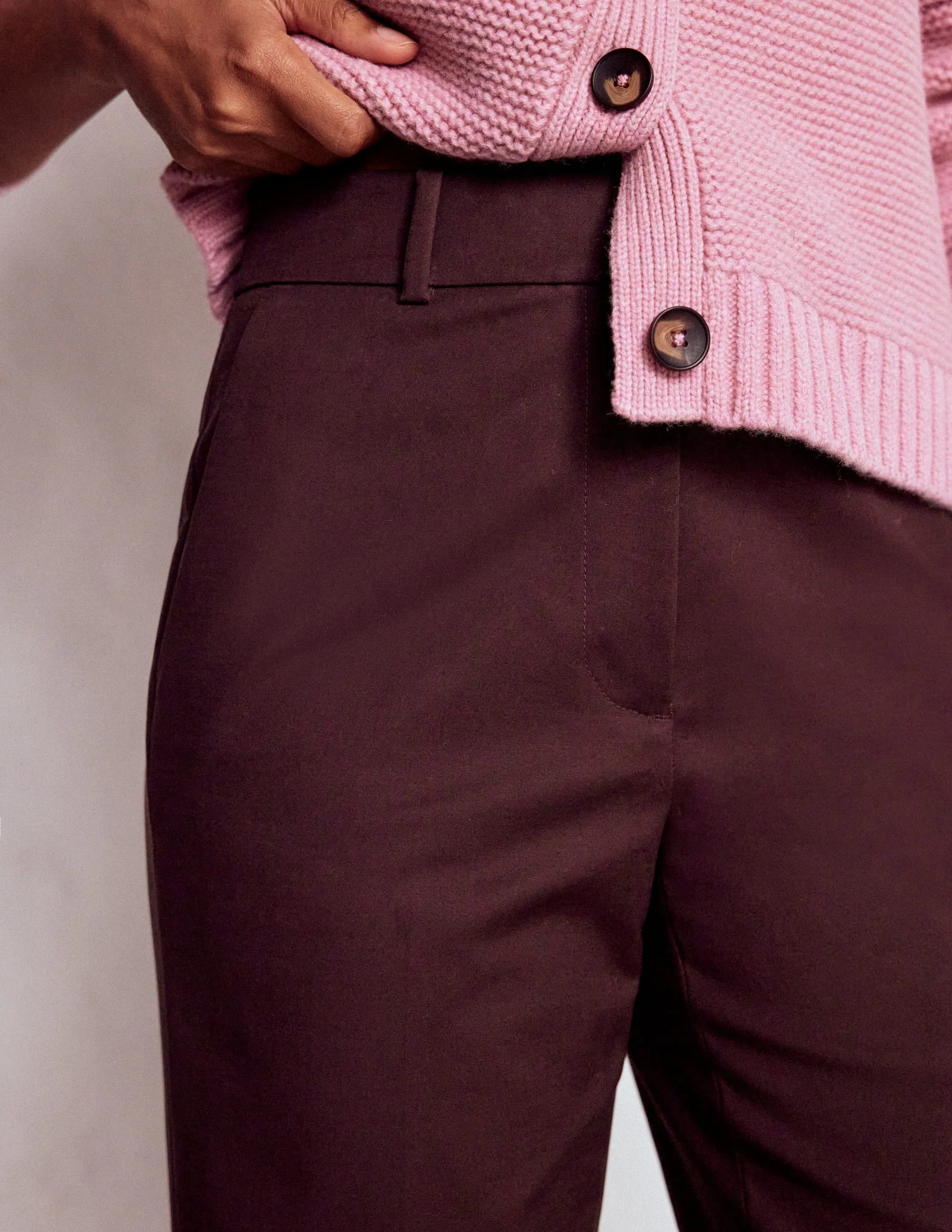 Canonbury 7/8 Trousers-Deep Aubergine Comfy Design LightweightWeave