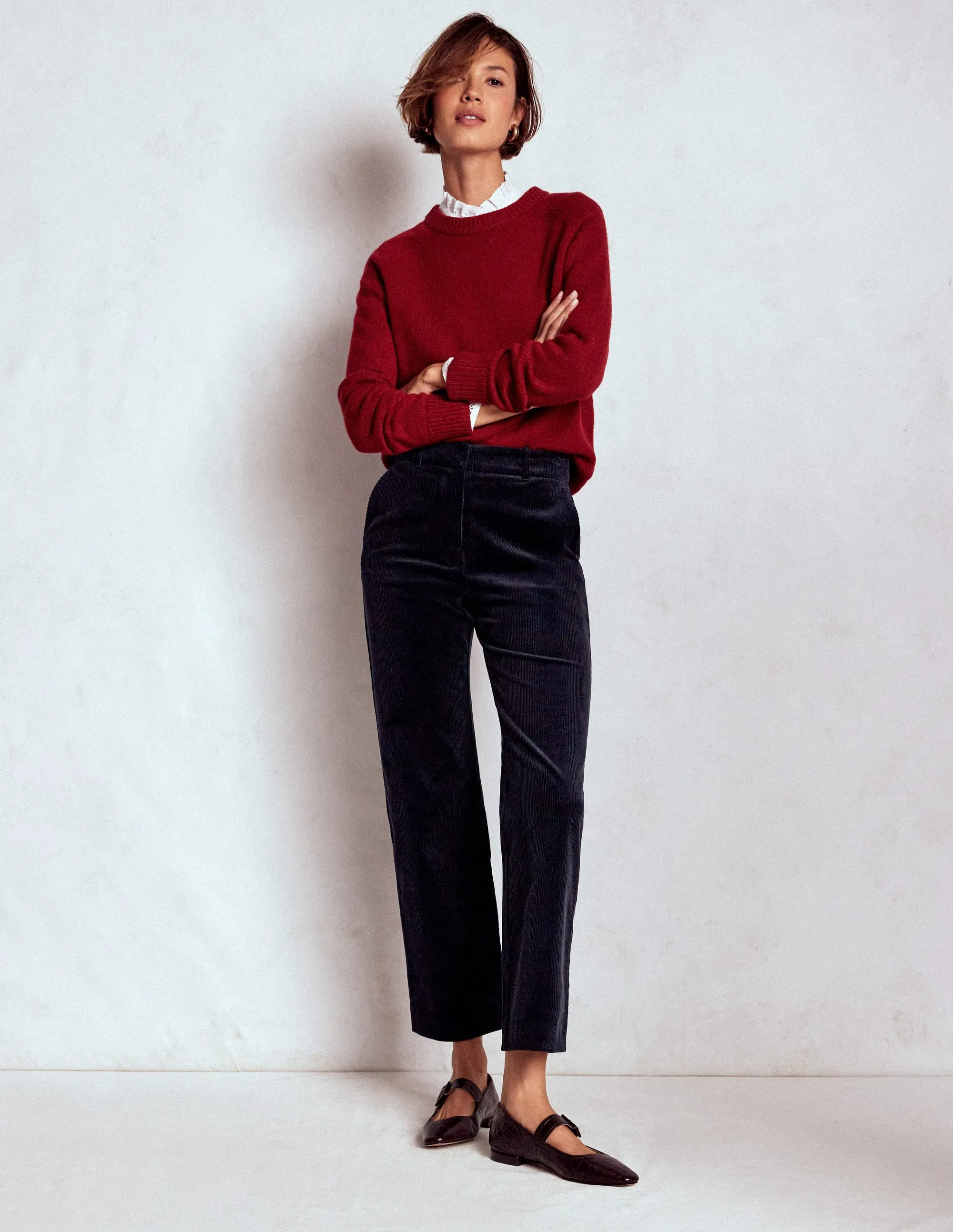 Smart Layering Body-Hugging Fit Canonbury Cord Trousers-Navy
