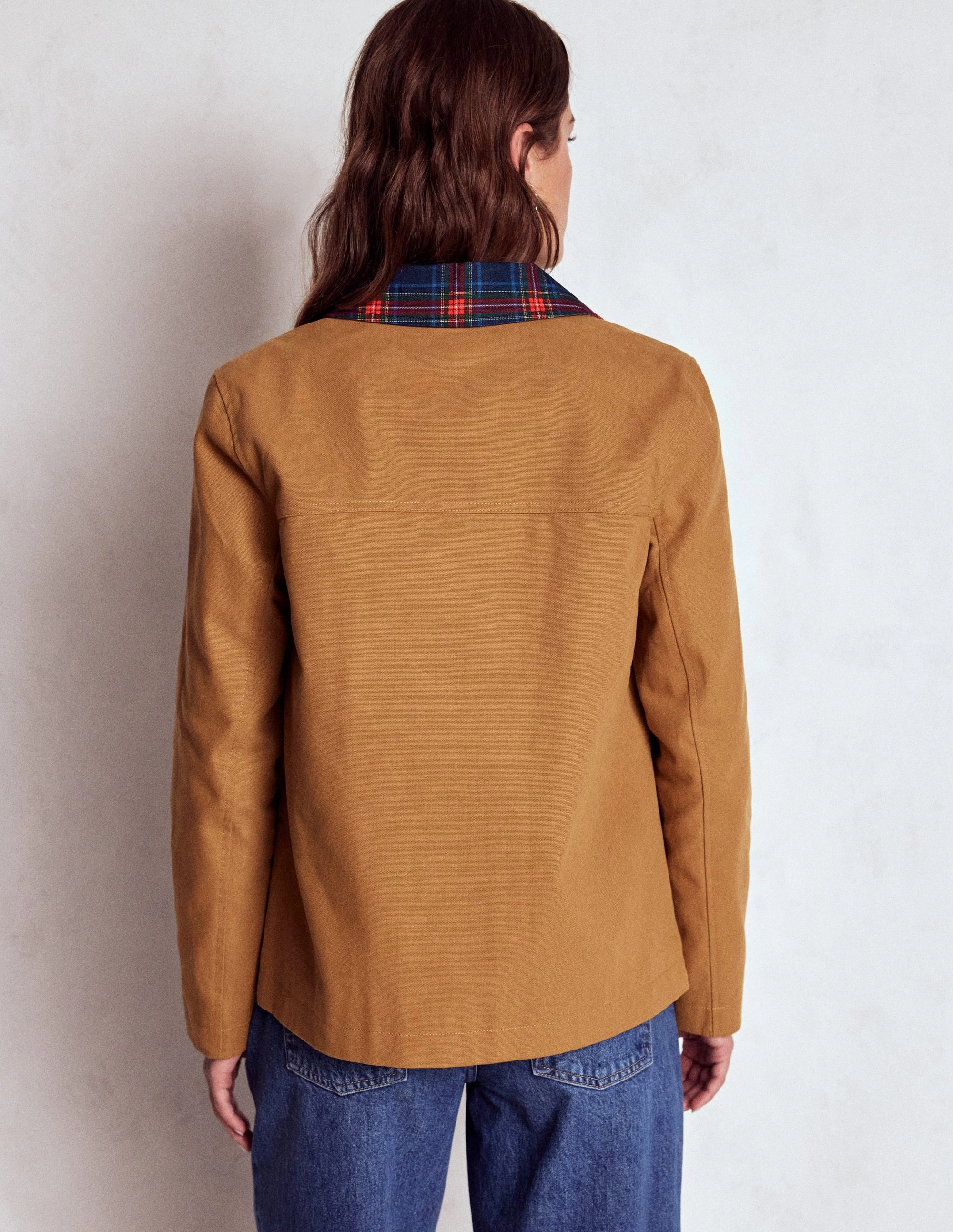 Camo Print Detachable Layer Canvas Barn Jacket-Hazelnut Brown, Check