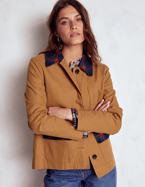 Canvas Barn Jacket-Hazelnut Brown, Check AntiStatic Lining
