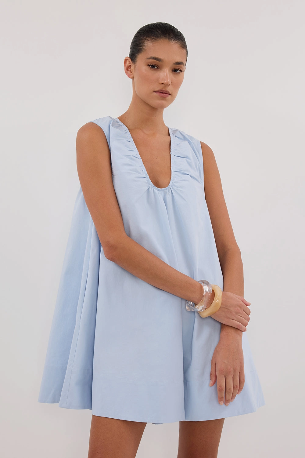 GABBY CORNFLOWER COTTON MINI DRESS Work Ready Cozy Base