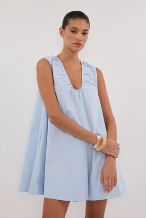 GABBY CORNFLOWER COTTON MINI DRESS Work Ready Cozy Base