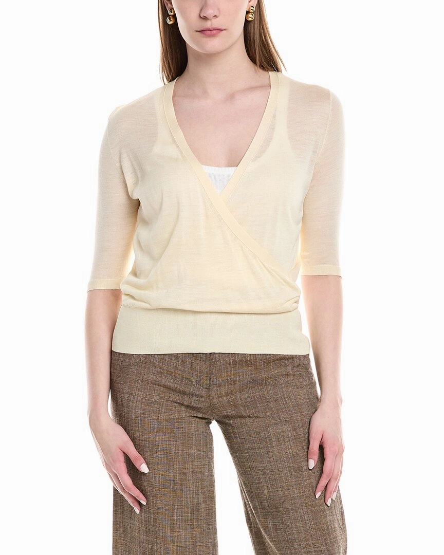Chilly Wardrobe Luxury Fiber Blend Lafayette 148 New York Wrap Silk Pullover