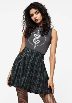 ruffle trim Cardio Check Cotton Pleated Mini Skirt
