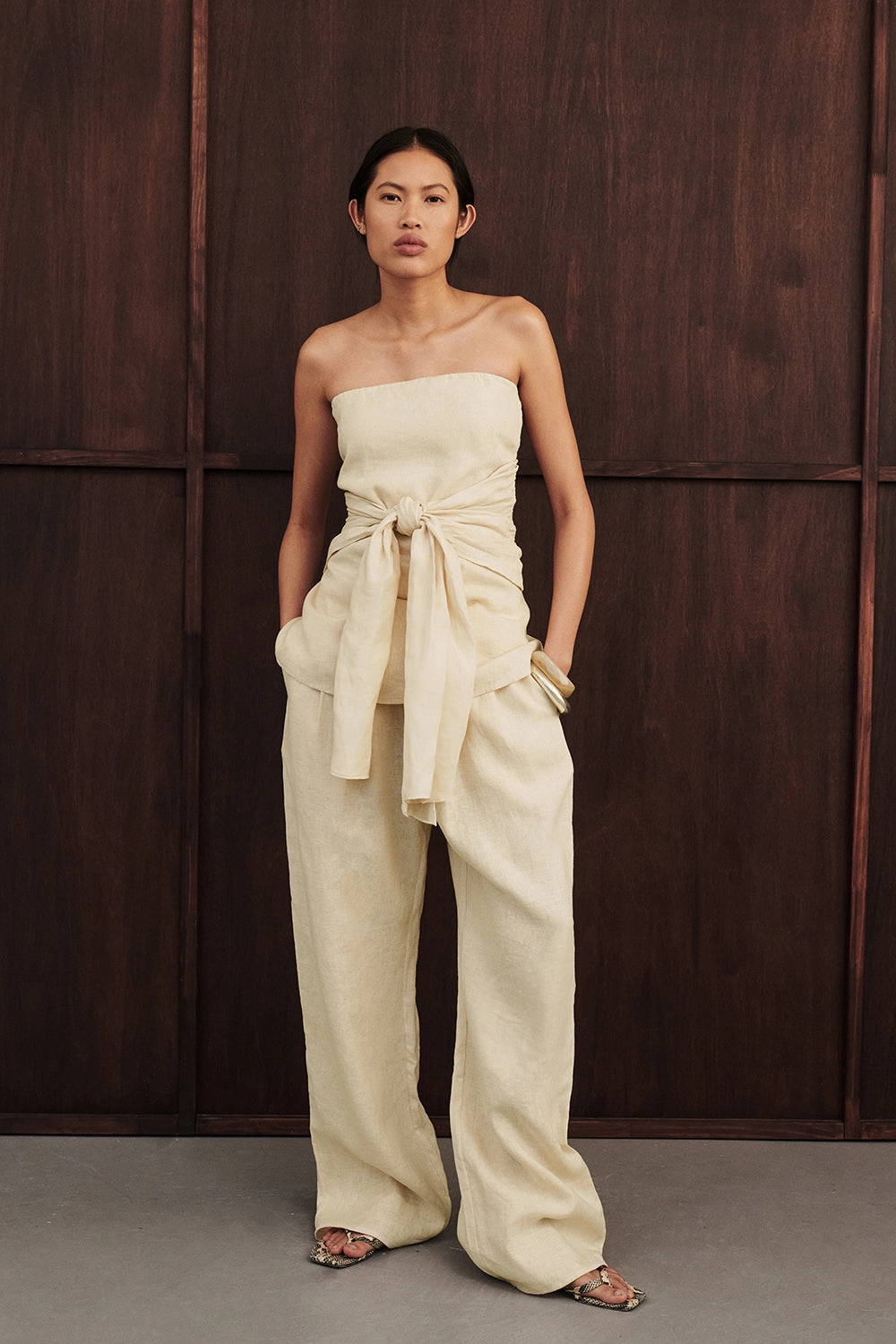 CARLA BUTTERMILK DRAWSTRING LINEN PANT Comfy Look Active Performance