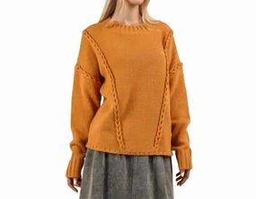Winter Knit Layer crew neck Carmel Chunky Braid Top