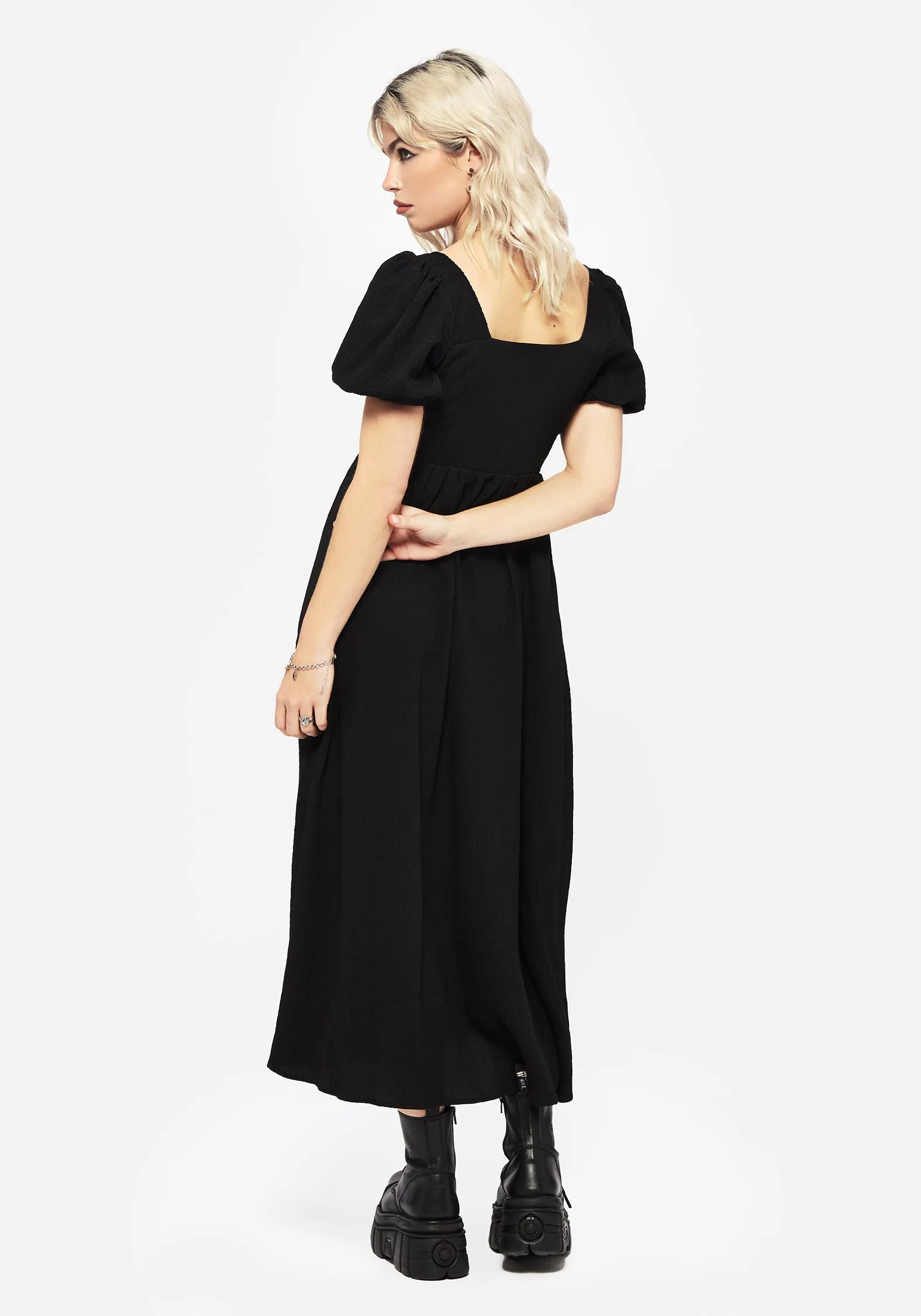 Romantic Vibes Carmine Midaxi Smock Dress - Black