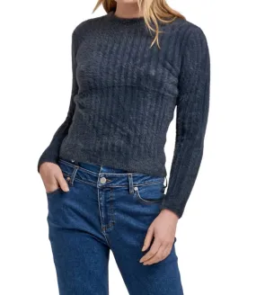 Classic Layer Carrey Mid Neck Long Sleeve Sweater In Graphite