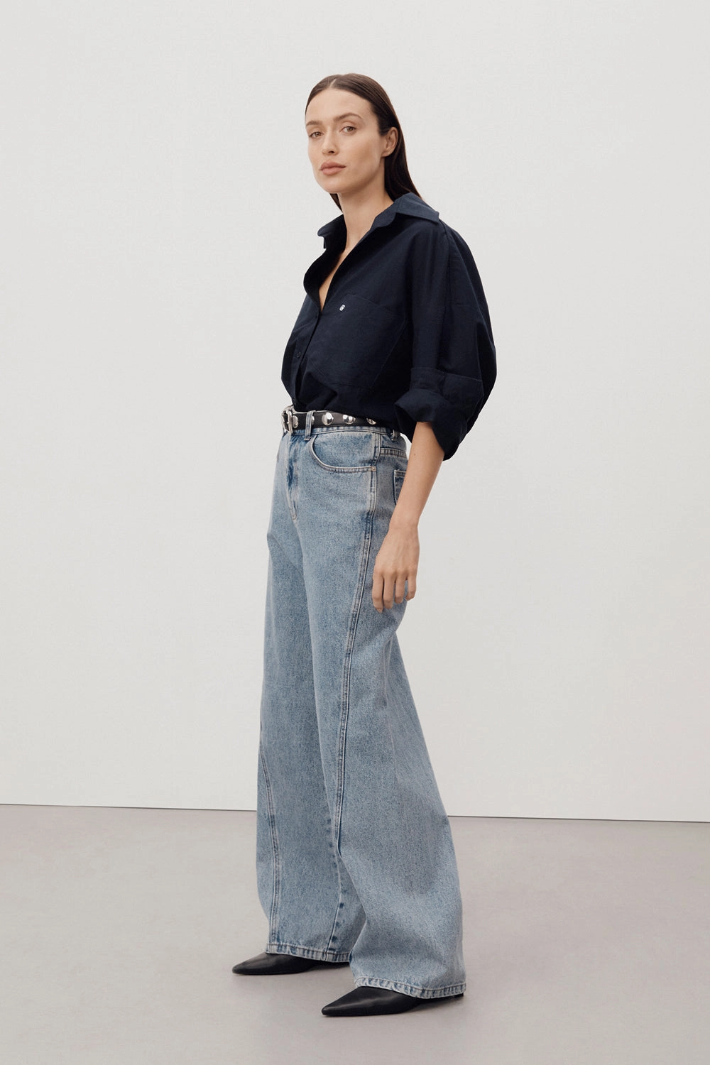 CARSON MID BLUE WIDE LEG JEAN MachineWashableFabric