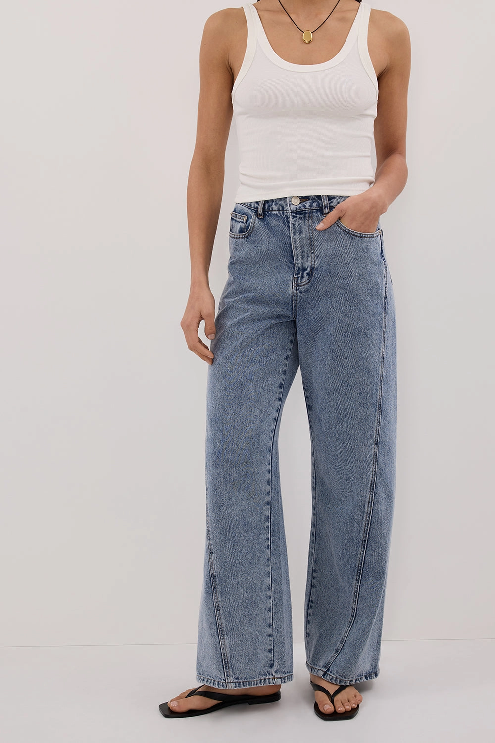 Flex Movement Lightweight Flex CARSON MID BLUE WIDE LEG JEAN